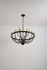 15-Light Industrial Iron Candle Chandelier Modern Farmhouse Pendant Light