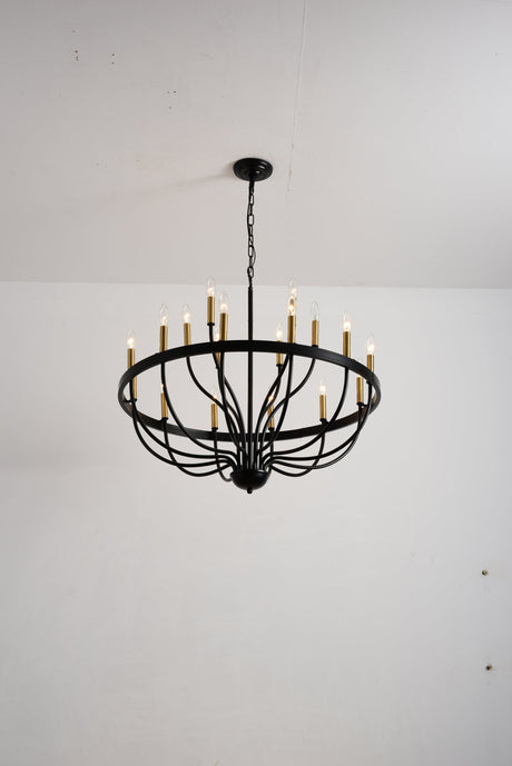 15-Light Industrial Iron Candle Chandelier Modern Farmhouse Pendant Light HouseOfZazla