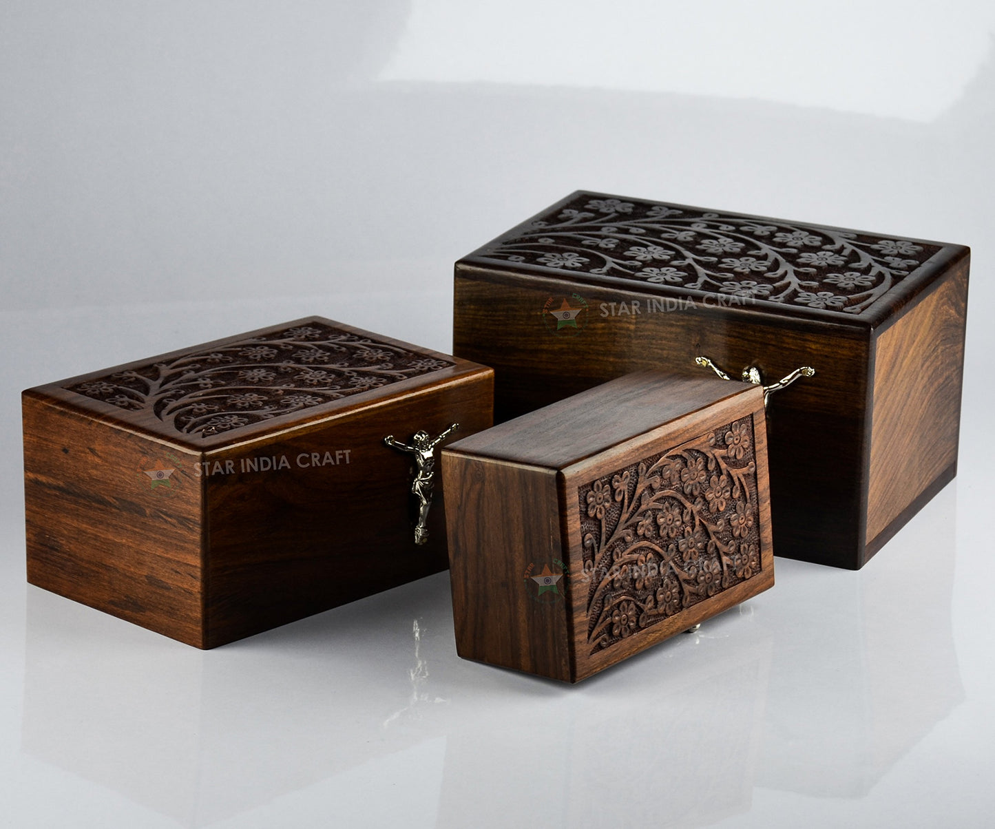 Handmade Tree of Life Adult Wooden Cremation Urns for Human Ashes by STAR INDIA CRAFT - Dark Brown Wooden Pet Urns for Dogs, Wooden Funeral Urns, - WoodArtSupply