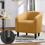 Yaheetech Accent Barrel Chair, Boucle Fabric Club Chair, Furry Sherpa Elegant and Cozy, Soft Padded Armchair for Living Room Bedroom Reception Room Office, Mustard Yellow Yaheetech