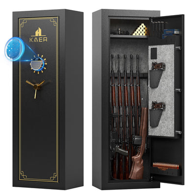 KAER 15 Biometric Gun Safe for Rifles and Pistols,Gun Cabinet with Fingerprint/Keypad/Key Access,Rifle Safe with Removable Shelf and Pistol Pocket.[No Assembly Required]