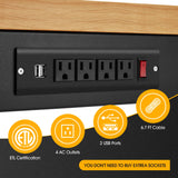 Adjustable Height Wood Workbench, 60" L X 24" W 2000 Lbs Capacity Heavy Duty Work Bench, Smooth Surface Work Table with Power Outlets for Garage, Workshop, Office, Home Antifir