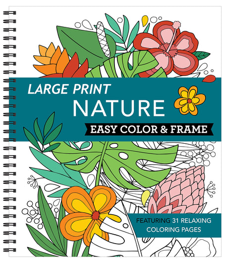 Large Print Easy Color & Frame - Nature (Stress Free Coloring Book) WoodArtSupply