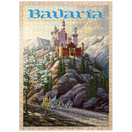 MyPuzzle Neuschwanstein Castle, Germany - Whispers of Winter's Fantasy, Vintage Travel Poster - Premium 500 Piece Jigsaw Puzzle for Adults MyPuzzle.com