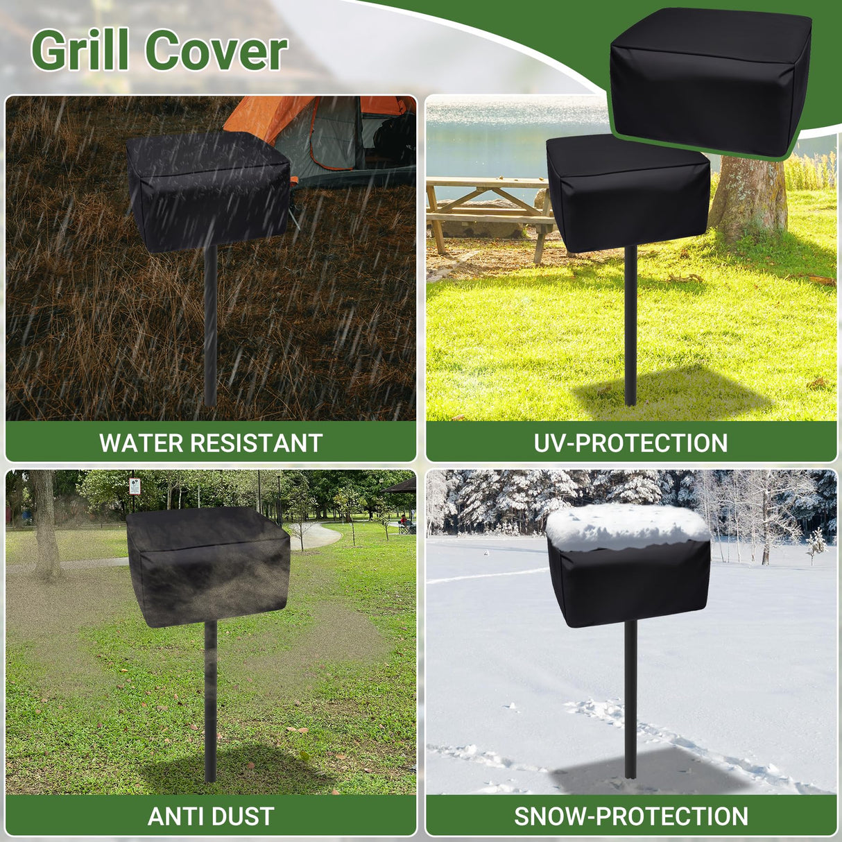 Toriexon Park Grill with Stainless Steel Cooking Grate, Heavy Duty Park Style Charcoal Grill with Grill Cover, Outdoor Park Grill for Backyard, Camping, 16'' L x 16'' W x 8'' H Toriexon