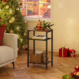 Hoctieon 3 Tier End Table, Telephone Table, Narrow Side Table with Storage, Nightstand for Small Spaces, Metal Frame, For Living Room, Bedroom, Sofa Couch, Hall, Easy Assembly, Rustic Brown Hoctieon