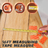 Saker Laminate Flooring Tools, 65-Piece Wood Flooring Installation Kit with 60 Flooring Spacers,Tapping Block with Handle, Pull Bar, 10”Contour Gauge, Rubber Mallet, Tape Measure Saker