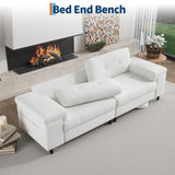 85 in Modern 3-Seater Sofa for Living Room,Chenille Fabric Deep Seat Couch with Adjustable Wide Armrests & Plush Button-Tufted Back, Comfortable Living Room and Bedroom Sofa, Easy Assembly（Beige） Garvee