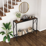 Tajsoon Console Table, 2-Tier Industrial Entryway Table, 41.8”LNarrow Sofa Table with Shelves, Entrance Table for Entryway, Hallway, Living Room, Foyer, Corridor, Office, Rustic Brown and Black Tajsoon