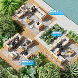 ABCASA Patio Furniture Set, 110" Large 7-Piece Wicker Outdoor Patio Furniture Sets with Coffee Table,Boho Patio Conversation Set Sectional Sofa with All-Weather Cushions for Backyard,Porch,Beige ABCASA