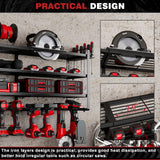 NattyDot Large Power Tools Organizer Wall Mount,12 Drill Holder for Garage, Workshop Heavy Duty Storage Rack NattyDot