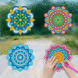 ACSAUMMY Diamond Art Kits, 6pcs Mandala Diamond Art Suncatchers Stained Glass Window Stickers, DIY Gem Craft Kit Window Static Clings, Diamond Art Kits for Adults, Kids, Decoration ACSAUMMY