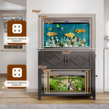 40-50 Gallon Fish Tank Stand with Power Outlets, 660LBS Capacity Heavy Duty Metal Aquarium Stand, Double Fish Tank Stand Table with Cabinet GRUSIGN