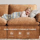 TROMIRY 110" Cloud Couch for Living Room Fluffy Comfy Couches for Apartment | 3 Seater Sectional Couch with Ottoman | Brown TROMIRY