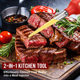 Turkey Baster, Baster Tool for Cooking-Baster Syringe for Home Baking, Turkey Baster and Injector Set with Detachable Silicone Bulb, Meat Marinade Injector Needles for Thanksgiving-Red ENNSOO