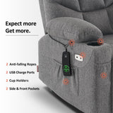 MCombo Power Lift Recliner Chair with Extended Footrest for Elderly People, Fabric 7287 (Dark Gray, Medium-Regular) MCombo