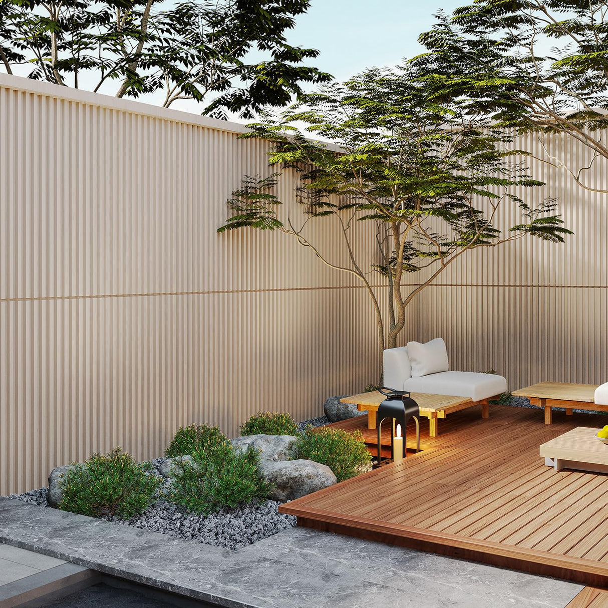 Yutianli 12-Pack Slat Wall Panel 3D WPC Grille for Walls Oak Textured Wood Plastic Composite Panel Wood Strip Texture 3D Wall Panels Yutianli