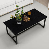 VERFARM 35.4" Rectangular Coffee Table for Living Room, Modern Industrial Style Coffee Table Center Table with Metal Frame for Small Space, Apartment, Office, Easy Assembly, Black VERFARM