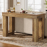 Tribesigns 63-Inch Counter Height Bar Table, High Top Pub Table with Sturdy Rectangular Base, for Home Living Room Coffee Kitchen Restaurant, Dining Room, Rustic Brown Tribesigns