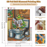 CEOVR Frog Diamond Art Kits for Adults, Frog Reading Newspeaper Diamond Painting Dots 5D Full Drill DIY Funny Gem Art, Adult Crafts Kits Wall Decor for Home Office 12x16in CEOVR