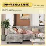 JUMMICO Sectional Couches for Living Room, U Shaped Couch with Chenille Fabric, 4 Seat Modern Sofa with Removable Pillows for Apartment and Small Space (Fabric, Grey) JUMMICO