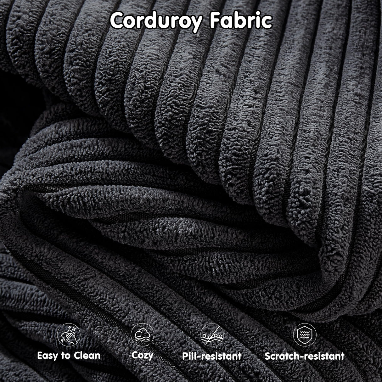 ovios 104" Cloud Sectional Couch with L-Shape Chaise,Modern Modular Sofa with Deep Seat, Upholstered Couches for Living Room Bedroom,No Assembly Required, Grey (Corduroy Fabric) ovios