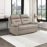 Lexicon Power Double Recliner Loveseat, Top Grain Leather Match Reclining Loveseat with Pillow Top Armrests, Home Theater Seating, Wall Hugger Recliner Love Seat with USB Port, 62.5" W, Latte Lexicon