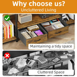 GYIIYUO LED TV Stand with Mount and Power Outlet & Fabric Drawers for 32-85 Inches TV - Entertainment Center and Corner Tv Stand for Living Room, Bedroom- 55" Rustic Brown (MAX VESA 400mm × 600mm) GYIIYUO