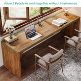 Tribesigns 78.7 Inches Long Computer Desk, Wooden Extra Long Double Desk Workstation for 2 People, Brown Tribesigns