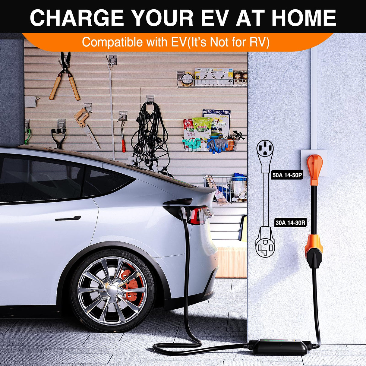 Nilight EV Dryer Charger Adapter Cord 50 Amp to 30 Amp 4 Prong Pure Copper 125V/250V Outlet to EV Dryer Plug Conversion Heavy Duty 10 Gauge Wire 14-50P to 14-30R 50M/30F Nilight