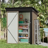 GUNJI 5 x 3 FT Shed Outdoor Storage Shed Metal Garden Shed with Lockable Door Outside Waterproof Tool Shed for Backyard, Patio, Lawn (Brown) GUNJI