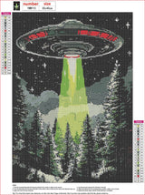 MXJSUA DIY Diamond Painting Kits for Adults, Alien Spaceship Diamond Gem Art Painting for Beginners, Diamond Picture with Full Round Drill Dots Craft Set Gift, 12x16 Inch MXJSUA