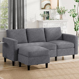 JAMFLY Sectional Sofa Couch Convertible L Shaped Sofas with Ottoman Small Sectional Couches for Living Room, 3 Seater Couch for Small Spaces, Dark Grey JAMFLY