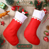 Zubebe 24 Pcs Felt Christmas Stockings 15 Inch Party Favors Stockings Xmas Decoration Stockings Rustic Christmas Santa Stockings for Christmas Holidays Home Decorations(Red) Zubebe