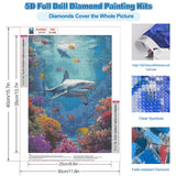 CEOVR Shark Diamond Art Kits for Adults, Ocean Life Diamond Painting Dots DIY Gem Art, Adult Crafts Kits Wall Decor for Home Office 12x16in CEOVR
