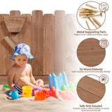 Yaheetech 53× 44.5in Wood Sand Box for Kids Ages 3-8, Sandboxes for Backyard Patio Garden Beach Outdoor Play Use, w/Fabric Liner Funnel Chutes Spinning Wheel & 2 Storage Compartments Yaheetech