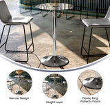 Flash Furniture Chad 23.5'' Round Glass Cocktail Table with Adjustable Height Frame, Bar Height Table for Commercial or Residential Use, Clear/Chrome Flash Furniture