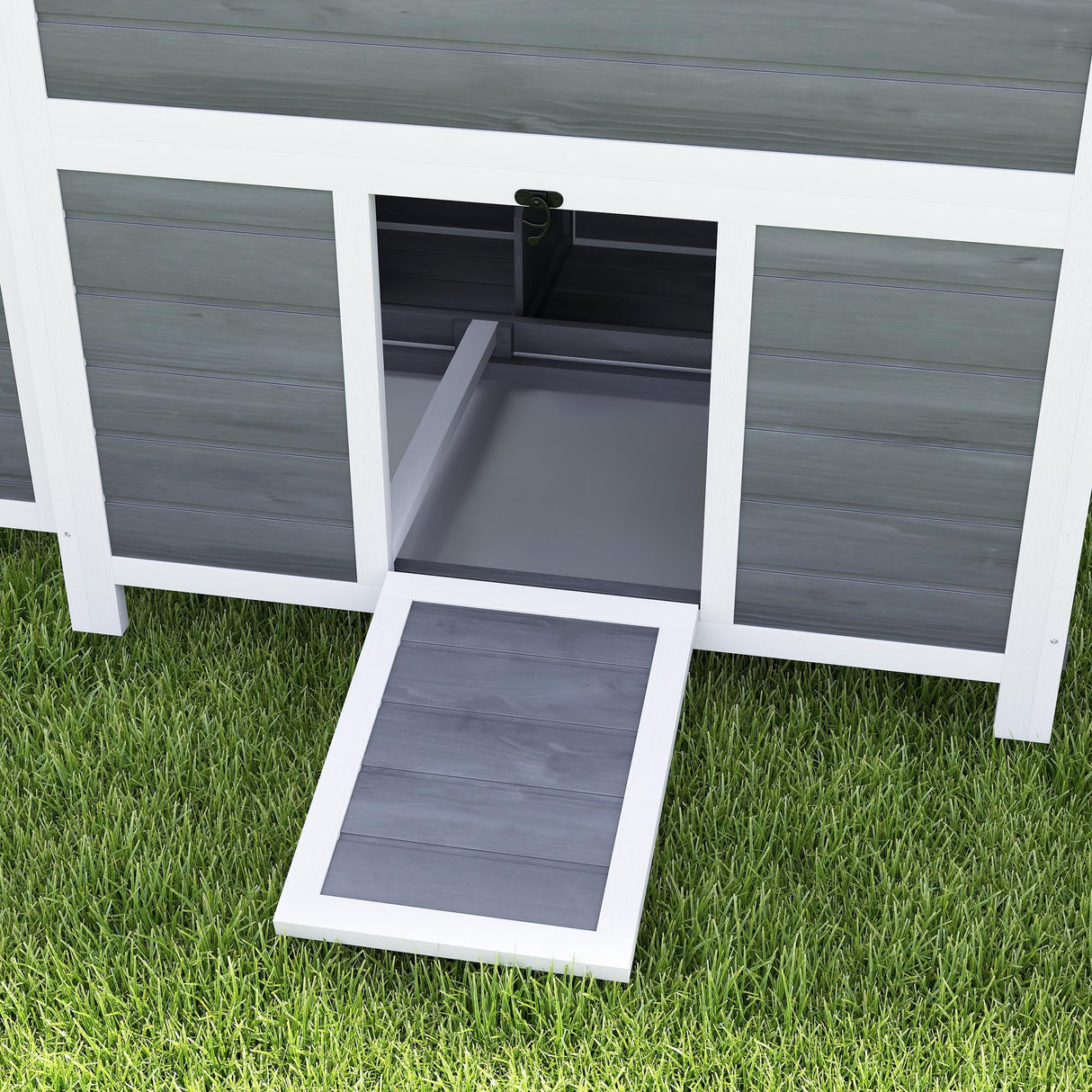 PawHut Wooden Chicken Coop, 39" Chicken House with Nesting Box, Pull-Out Tray, Waterproof Roof, Hen House Outdoor Poultry Cage for 4-6 Chickens, Rabbits, Small Animals, for Backyard, Light Gray PawHut