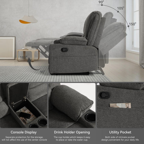 LOUVIXA 67.9" RV Loveseat Recliner Double Recliner RV Sofa, Wall Hugger Reclining RV, Manual Reclining Sofa, RV Theater Seats, Home Theater Seating, RV Theater Seating, RV Furniture, Dark Gray LOUVIXA