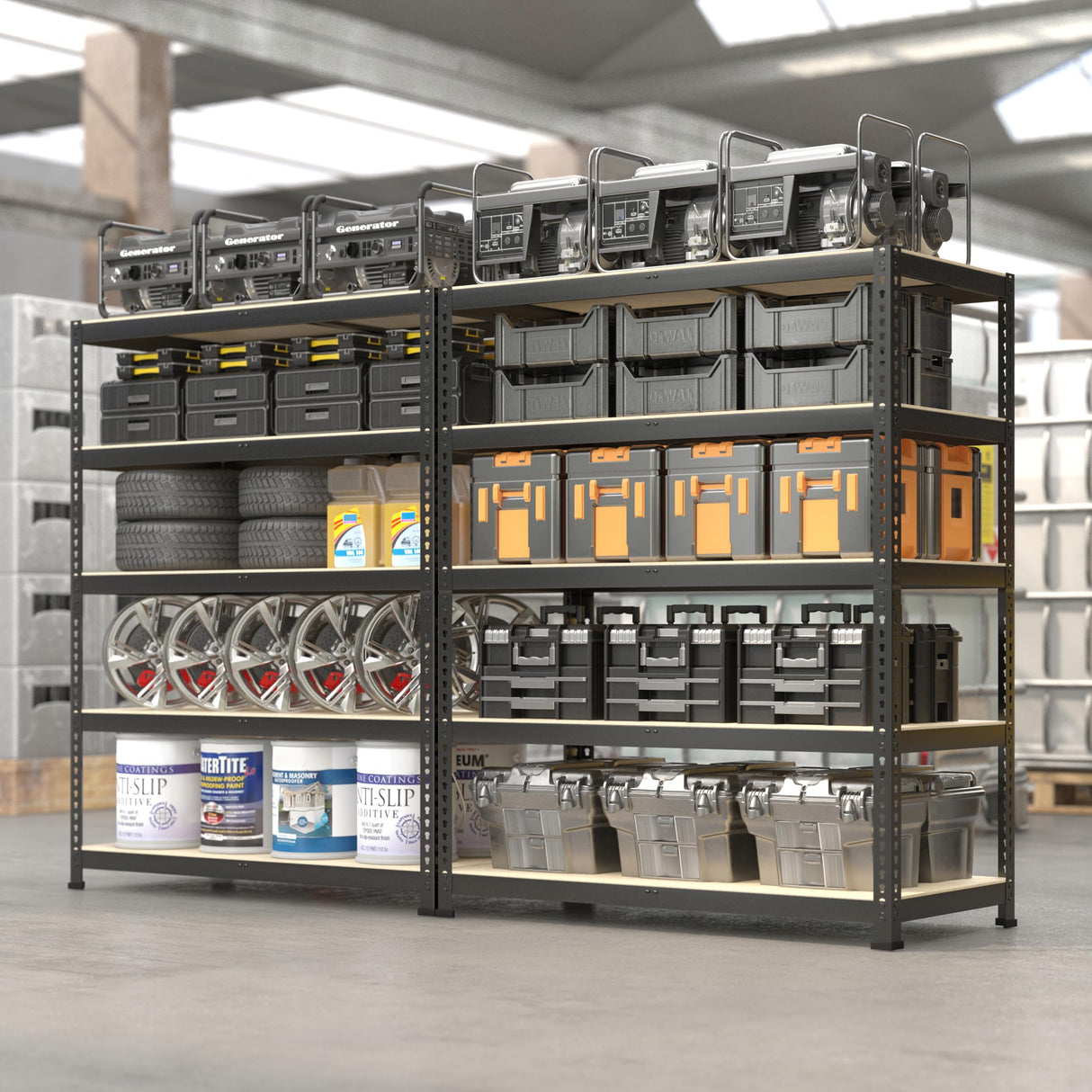 PrimeZone 40" W x 18" D x 71" H Heavy Duty Storage Shelves, 5 Tier Adjustable Garage Storage Shelving, Metal Shelving Unit Utility Rack Shelf for Warehouse Pantry Closet Kitchen, Black PrimeZone