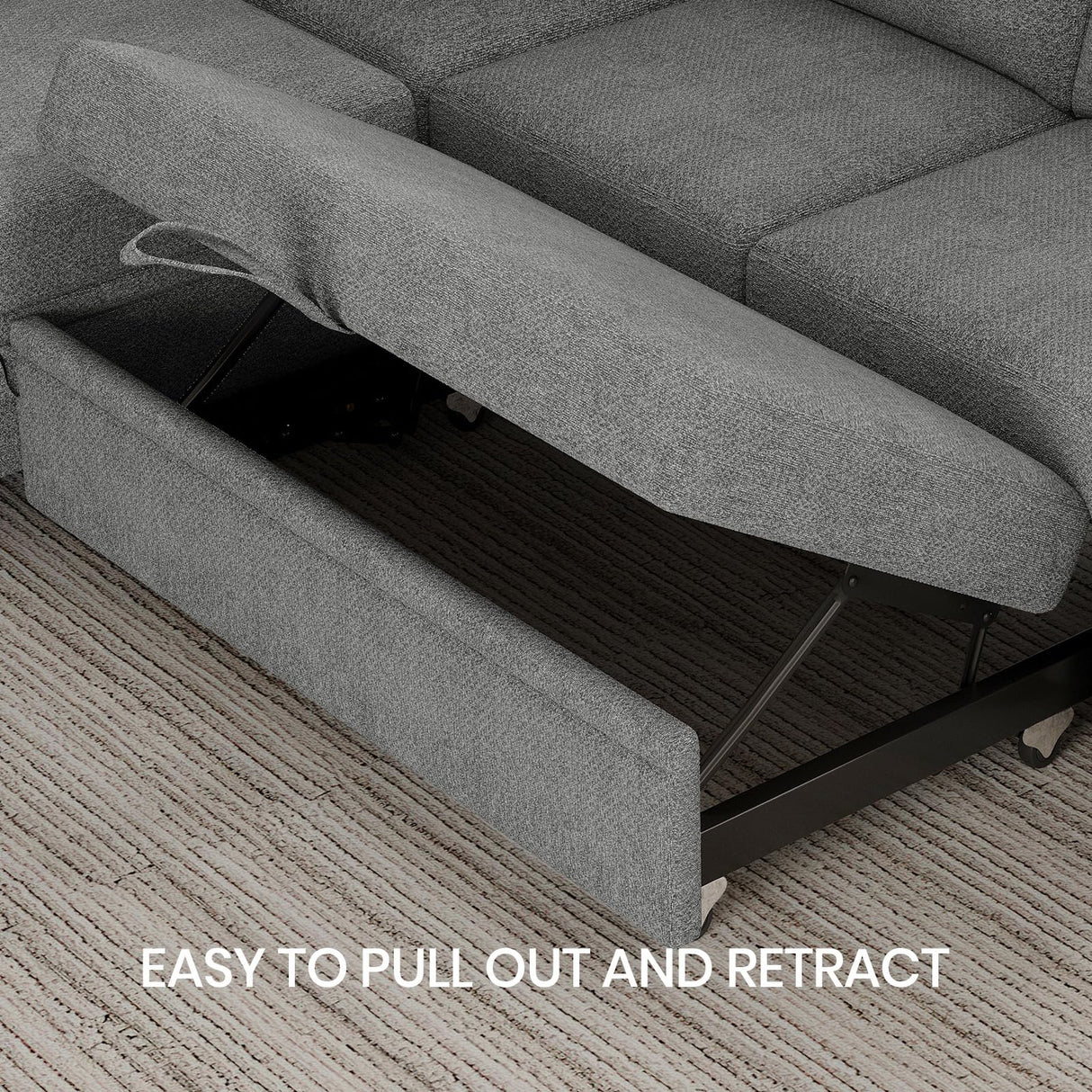 Belffin Modular Sectional Sleeper Sofa Couch Bed with Storage Chaise U Shaped Couch with Pull Out Sofa Bed for Living Room. Light Grey Couch. Belffin