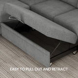 Belffin Modular Sectional Sleeper Sofa Couch Bed with Storage Chaise U Shaped Couch with Pull Out Sofa Bed for Living Room. Light Grey Couch. Belffin