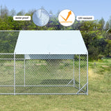 4ever2buy Large Metal Chicken Coop with Run Walk-in Poultry Cage Chicken Runs House Pen Cage Spire Roofed Chicken Coops with Anti-Ultraviolet Cover for Outdoor Backyard Farm Use 9.8’L x 6.6’W x 6.4’H 4ever2buy