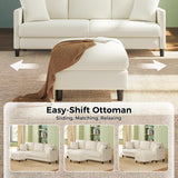 Welzona 83" Sofa Couch, Comfy L Shaped Couch with Storage Ottoman, Teddy Couches for Living Room, Tool-Free Loveseat Sofa, All-Wood Sofas for Living Room, Small Couches 2 Pillow Included, Beige Welzona