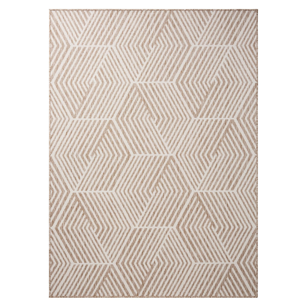 Nicole Miller New York Patio Country Ombre Geo Indoor Outdoor Area Rug, UV Fade Resistant, Low Pile, Beige/Cream, 6'6"x9'2" Nicole Miller New York