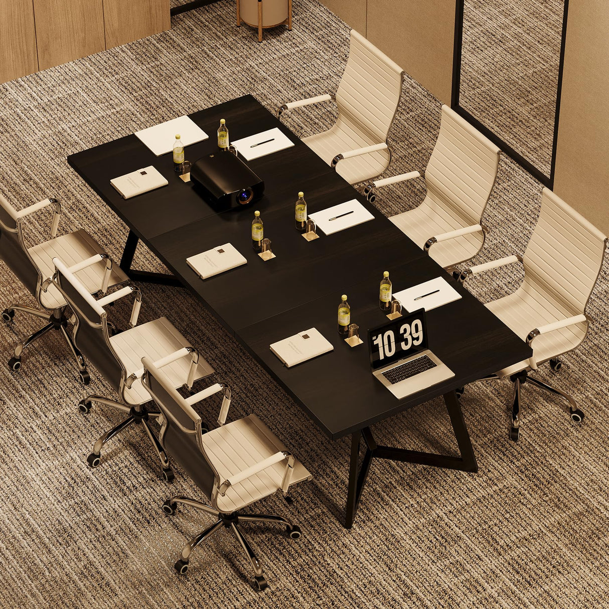 Tribesigns 70.86" Conference Table, Modern Black Meeting Table with Metal Frame, Rectangular Seminar Table Boardroom Desk for Office Meeting Conference Room Tribesigns