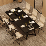 Tribesigns 70.86" Conference Table, Modern Black Meeting Table with Metal Frame, Rectangular Seminar Table Boardroom Desk for Office Meeting Conference Room Tribesigns