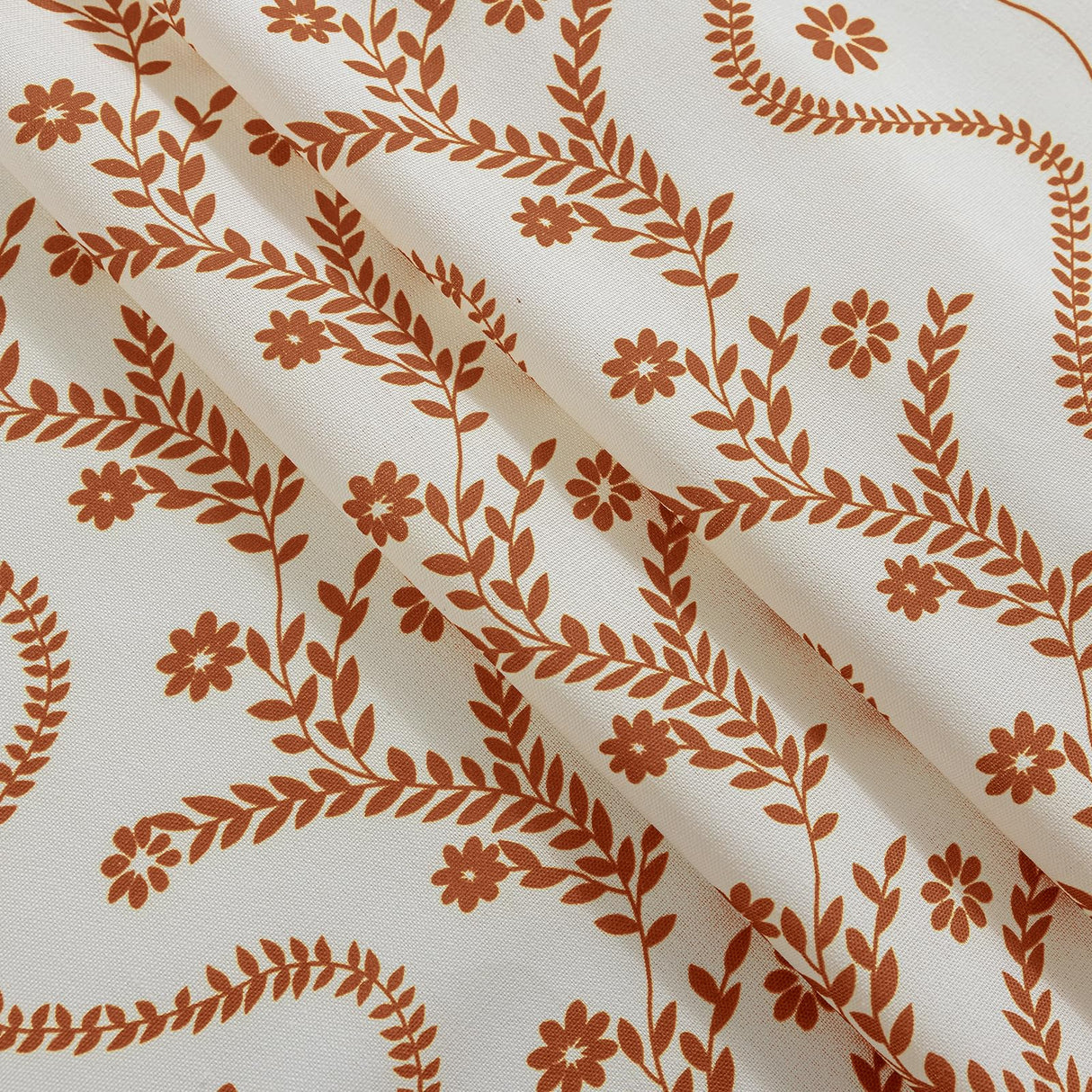 TIVNICO Boho Farmhouse Curtains for Living Room 2 Panels,Linen Floral Fall Curtains 84 Inches Long,Privacy Country Vine Pattern Bedroom Curtain,Let Light in Window Drapes Beige Color TIVNICO