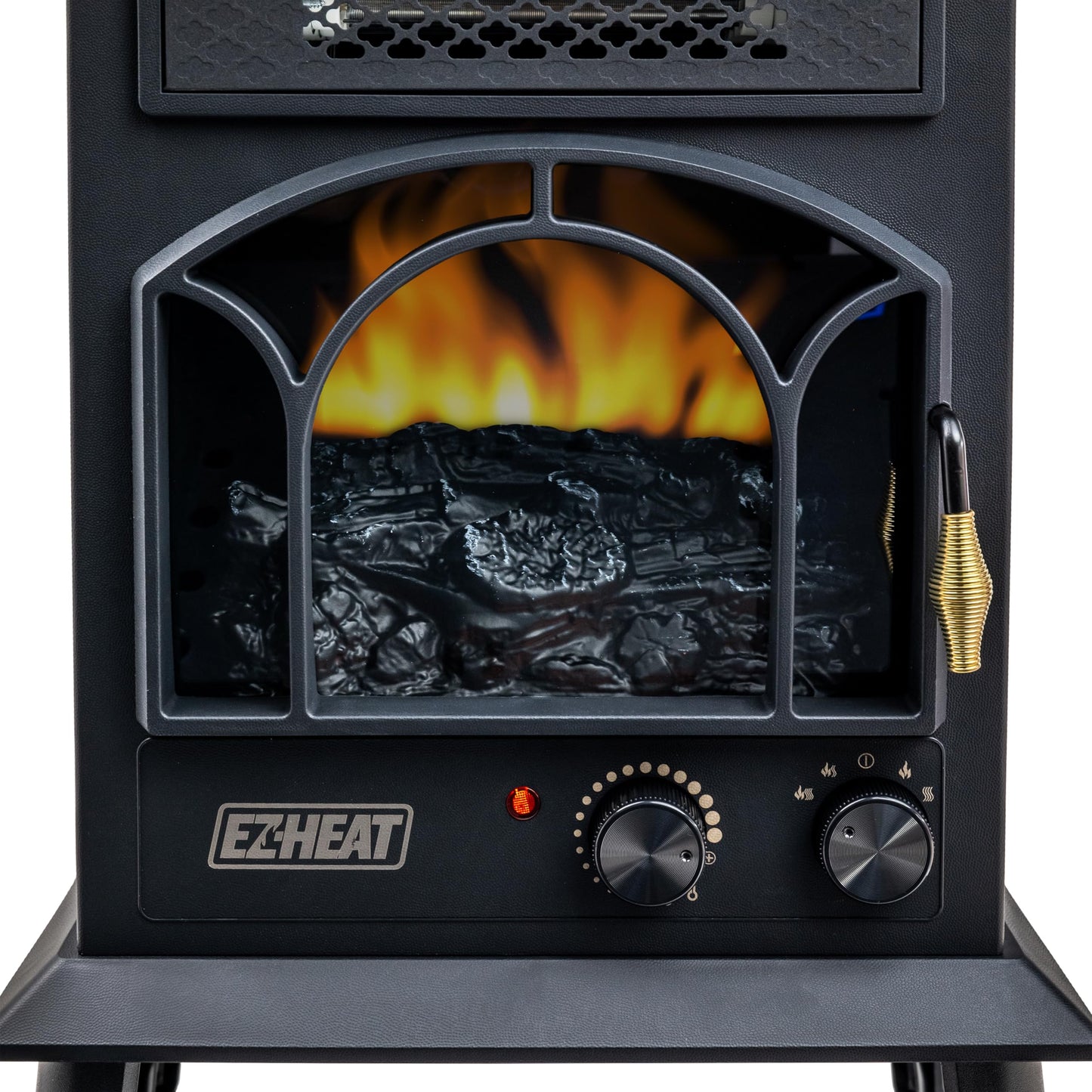 EZ-HEAT Electric Fireplace Space Heater with Flame Effect, Adjustable Thermostat, Dual Heat Settings, and Overheat Protection, MT1288