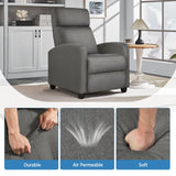 Yaheetech Fabric Recliner Chair Sofa Ergonomic Adjustable Single Sofa with Thicker Seat Cushion Modern Home Theater Seating for Living Room Matte Grey Yaheetech